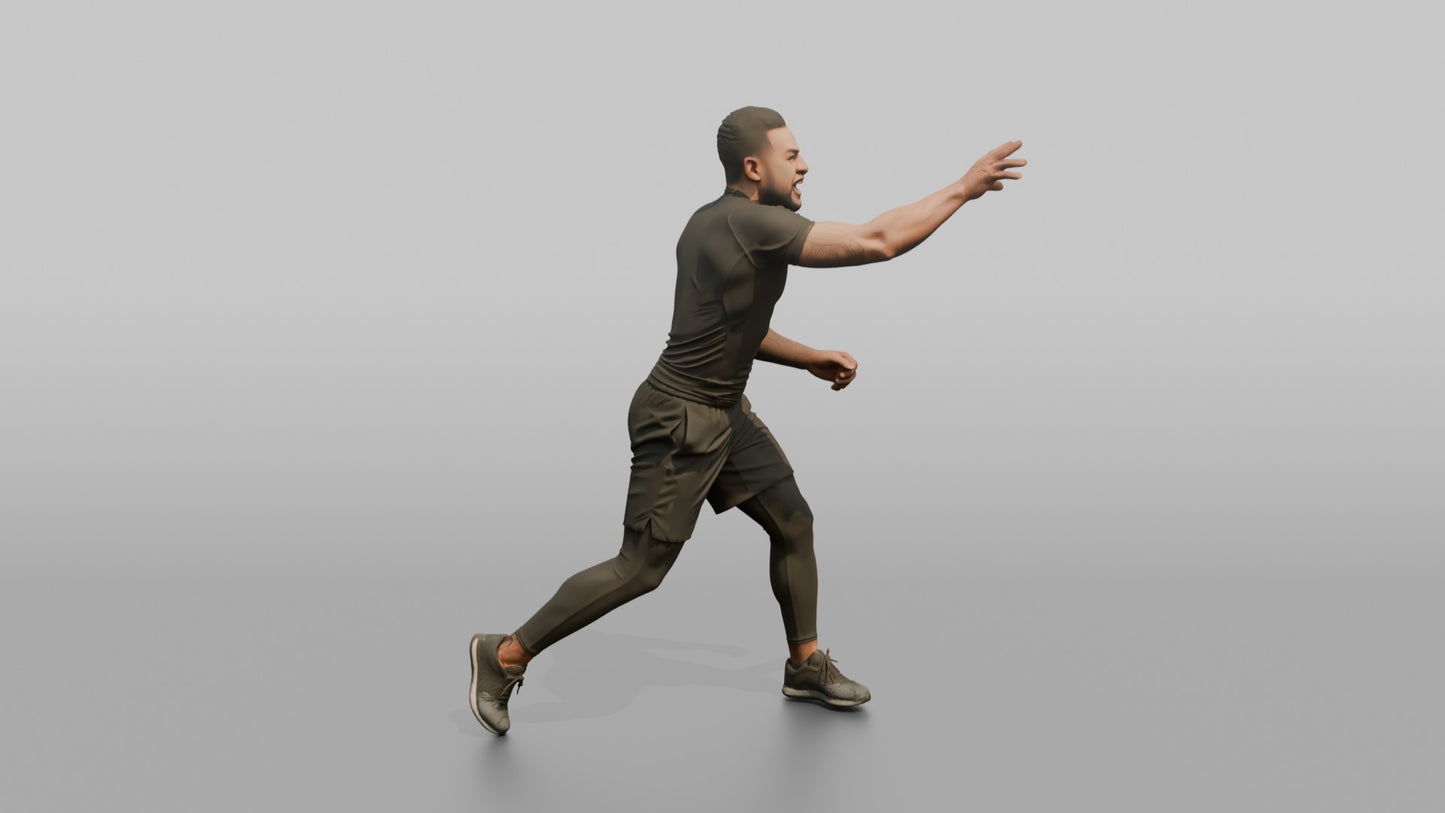 Protester Man Running and Reaching Forward