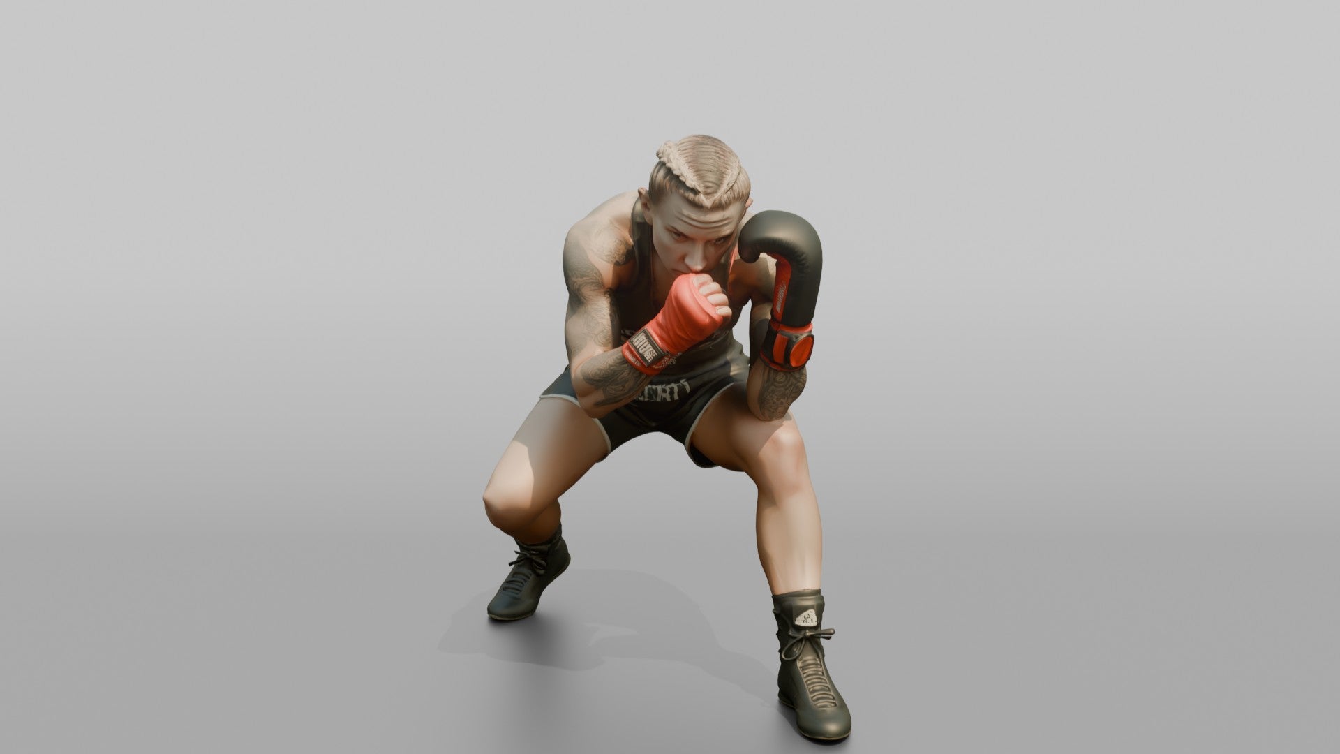 Boxer Low Ducking Weave Defensive Stance