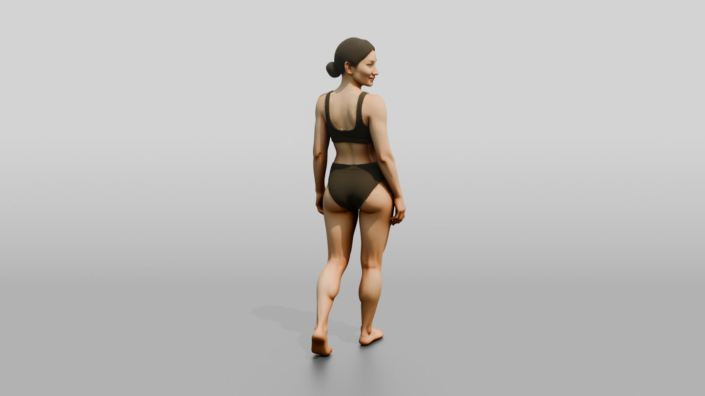 Woman in Black Two-Piece Swimsuit Standing