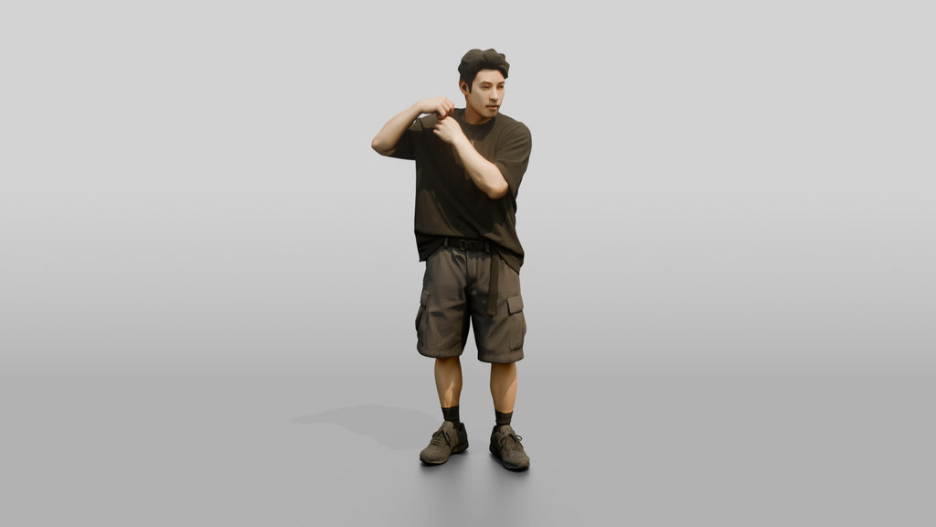 Man Adjusting Strap in Oversized Streetwear