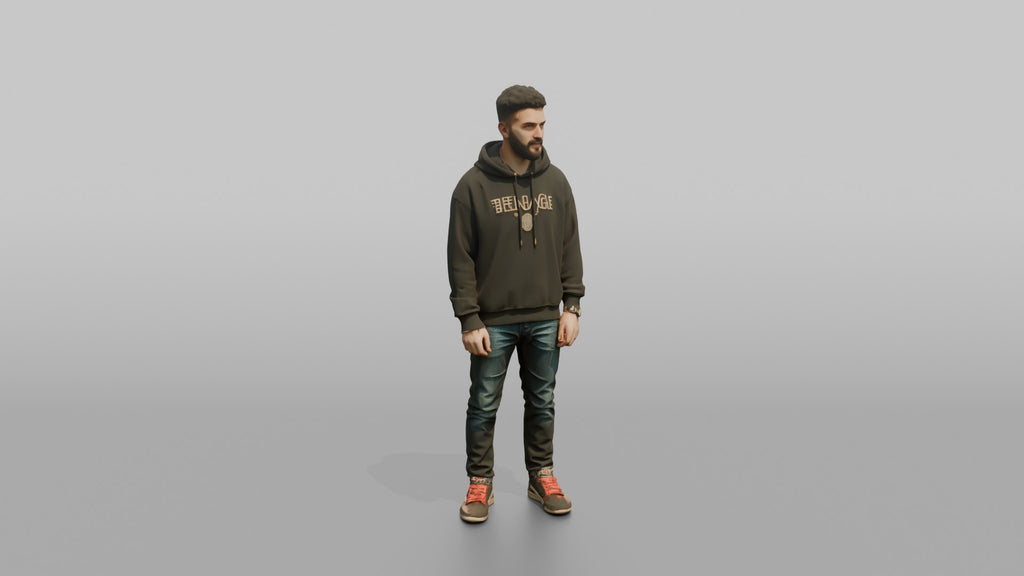 Middle Eastern Man in Dark Hoodie and Jeans