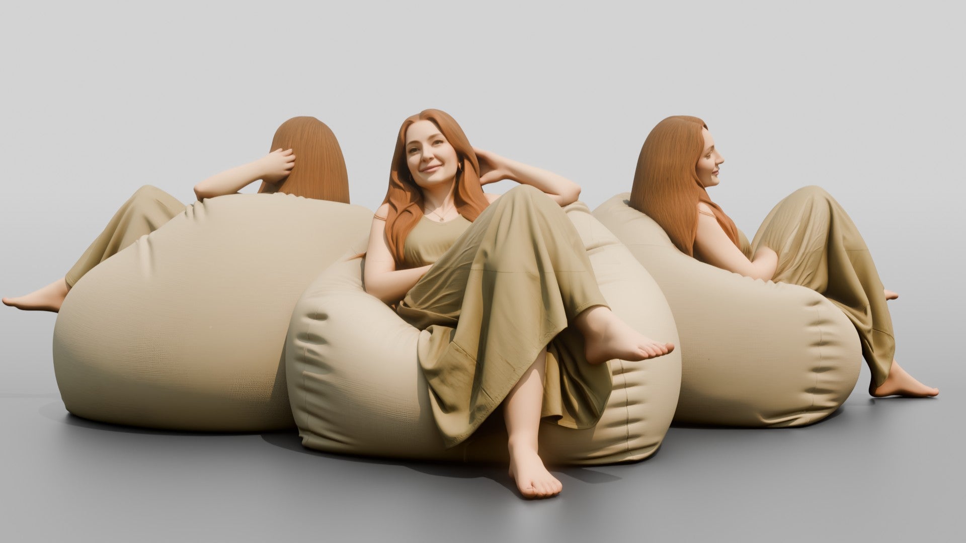 Woman Lounging on a Bean Bag