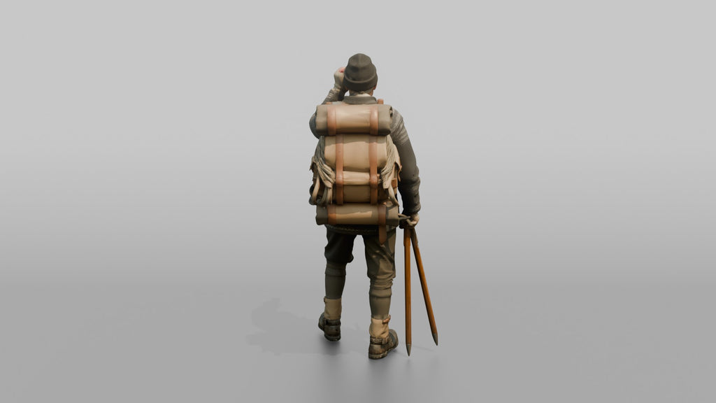 Mountaineer Looking Through a Monocular