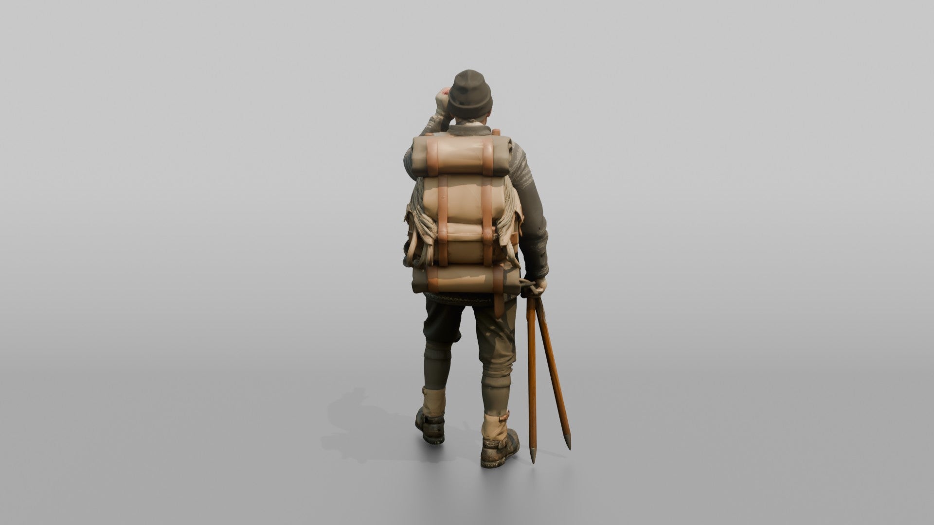 Mountaineer Looking Through a Monocular