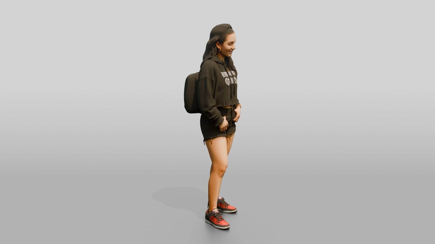 Latina Woman in Cropped Urban Hoodie