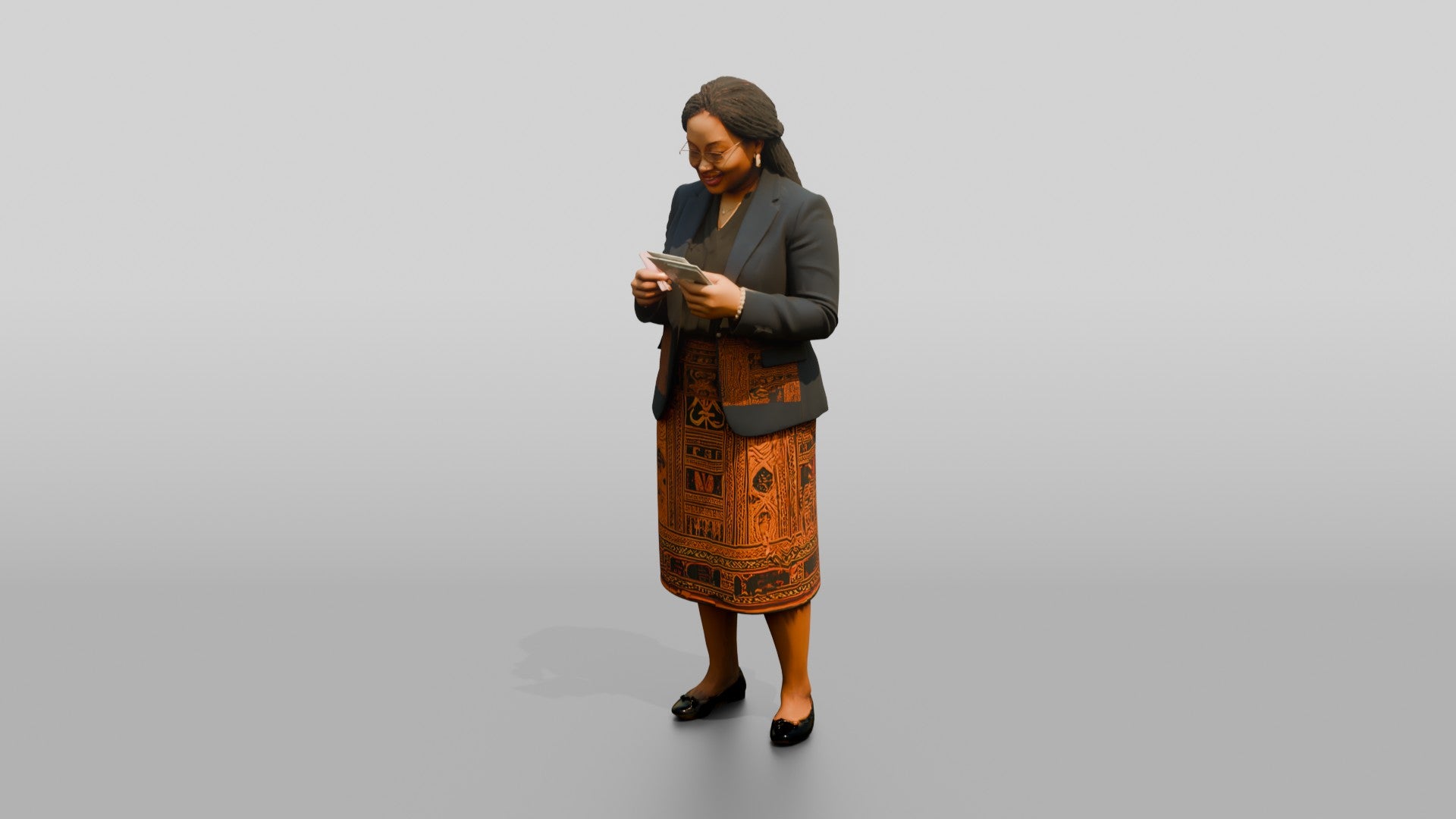 African Woman in a Blazer Checking Receipts