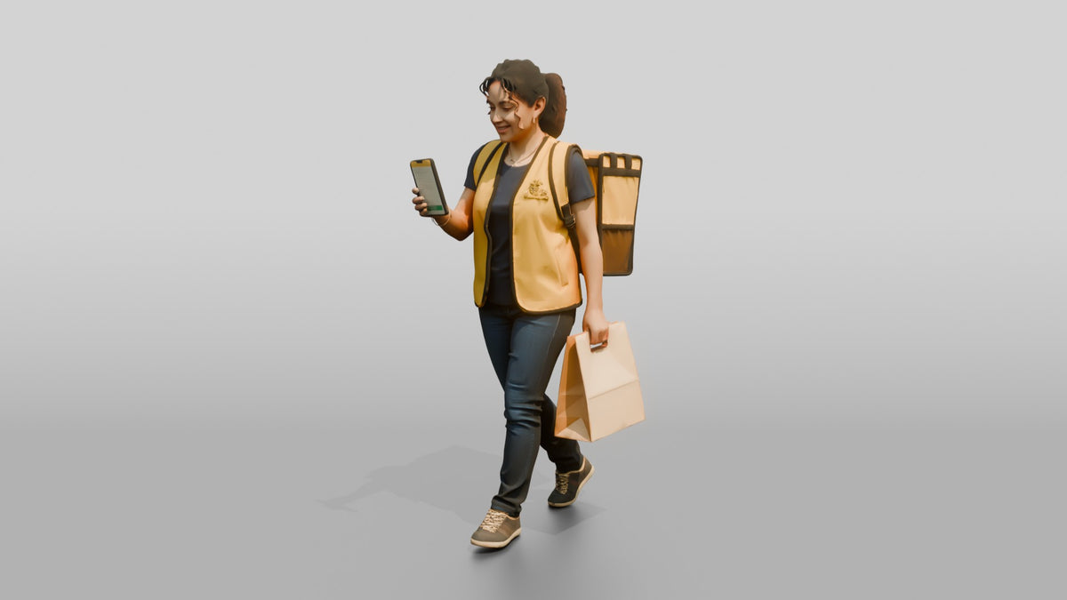 Food Delivery Woman - 3D character model, view 4