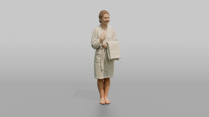Spa Client Man Standing Holding A Folded Towel Against The Chest - 3D character model