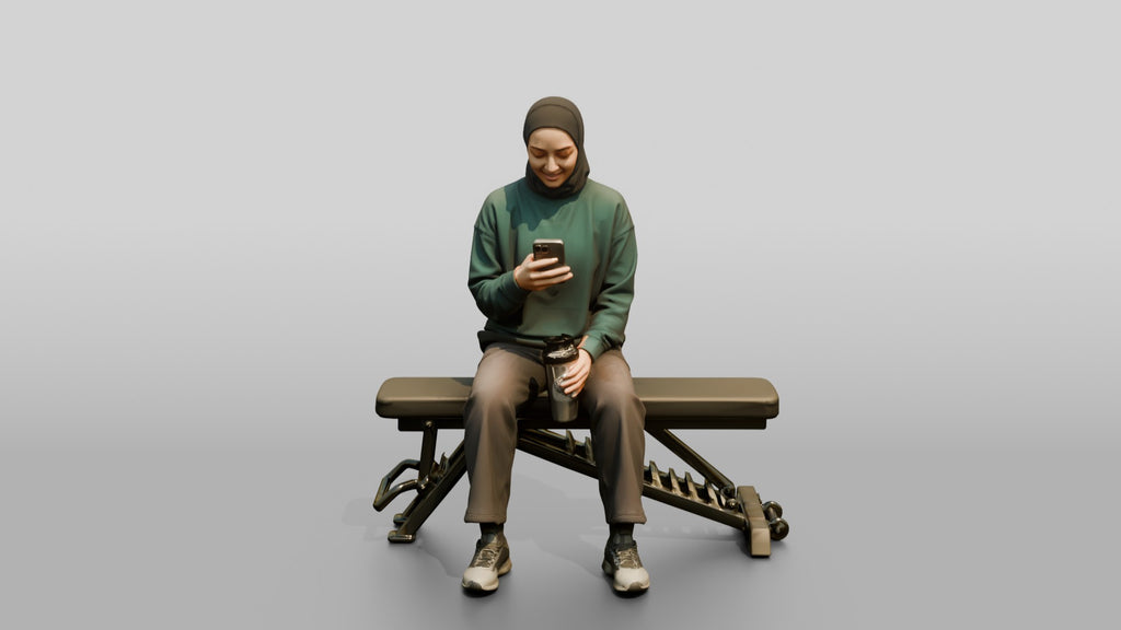 Woman in Sports Hijab Sitting