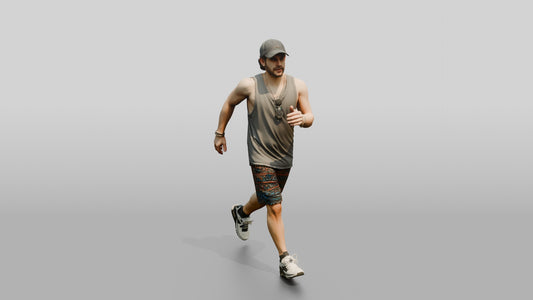 Latino Man Striding Powerfully Down the Boardwalk - 3D character model, view 1