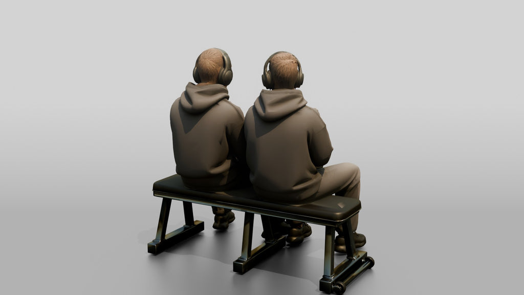 Two Men Sitting on Gym Bench