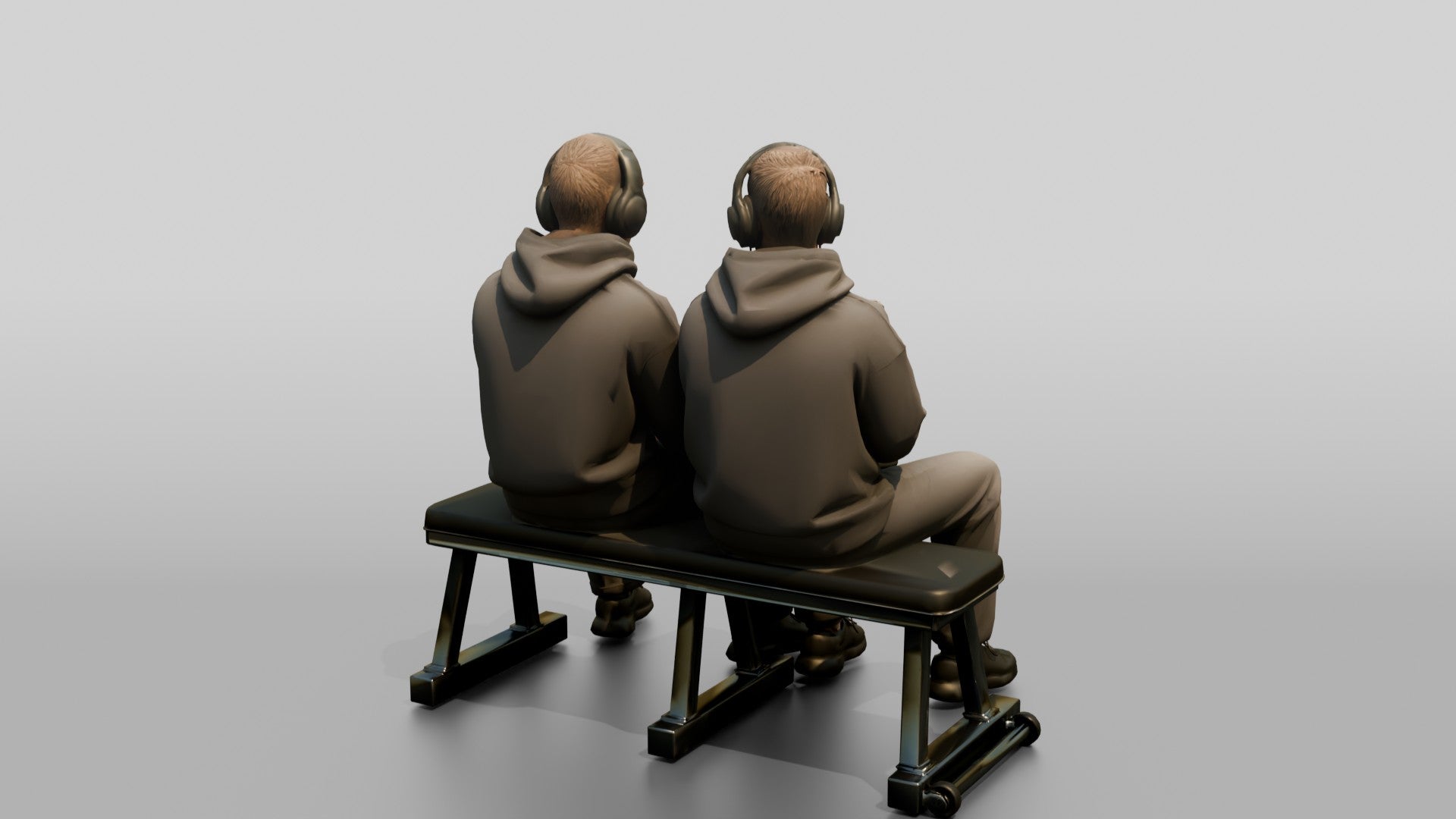 Two Men Sitting on Gym Bench