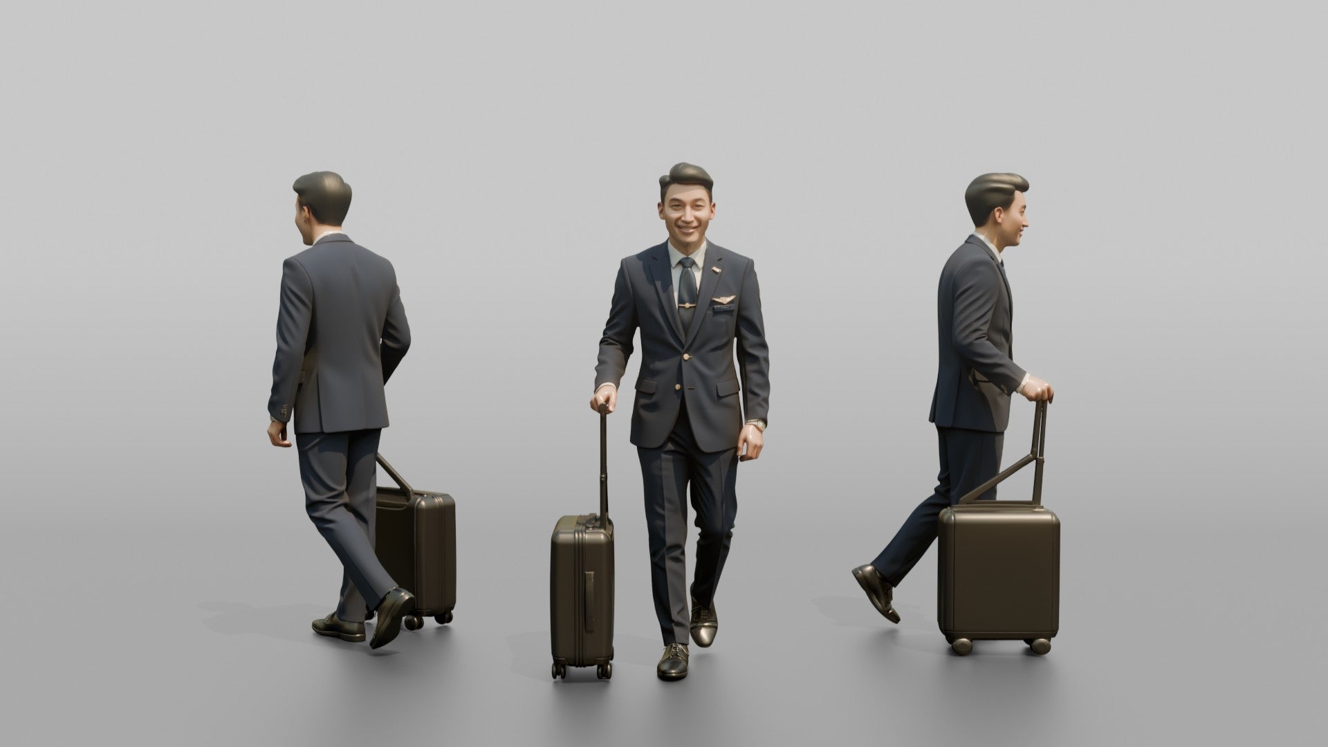 Caucasian Flight Attendant Holding a Coffee Tray