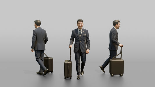 Caucasian Flight Attendant Holding a Coffee Tray