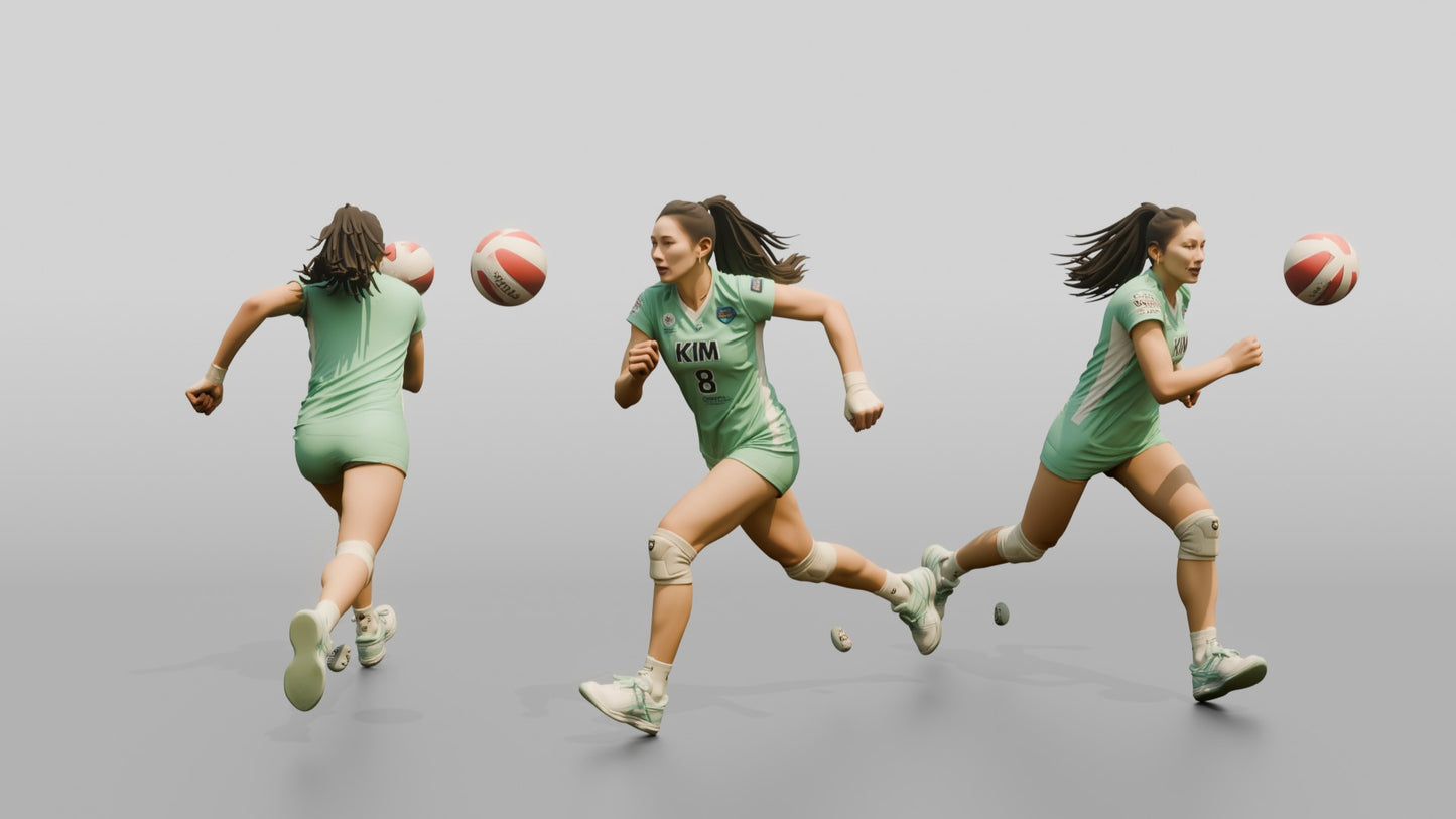 East Asian Female Volleyball Player in Mint Green Jersey