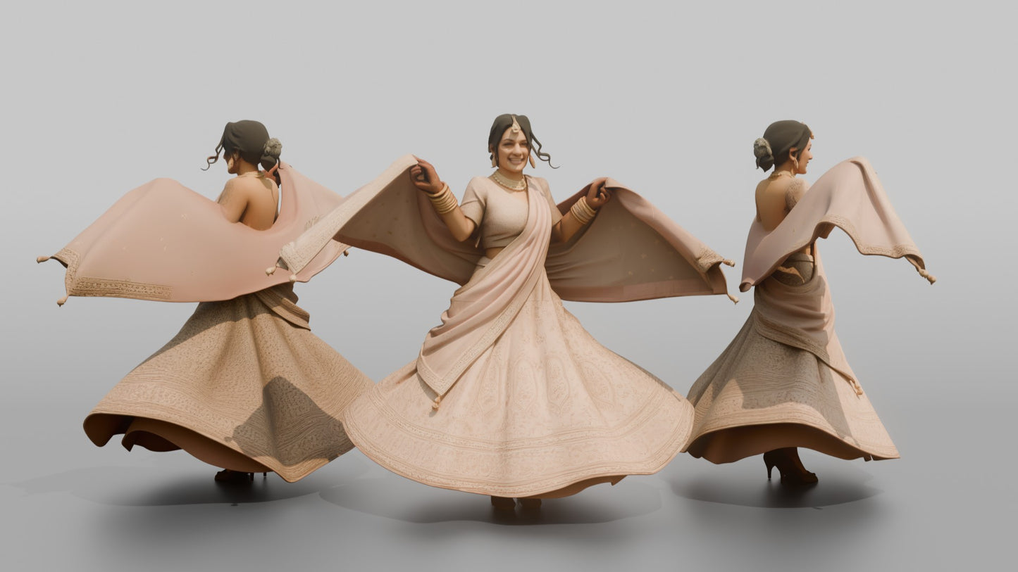 South Asian Bride Spinning in a Pastel Lehenga