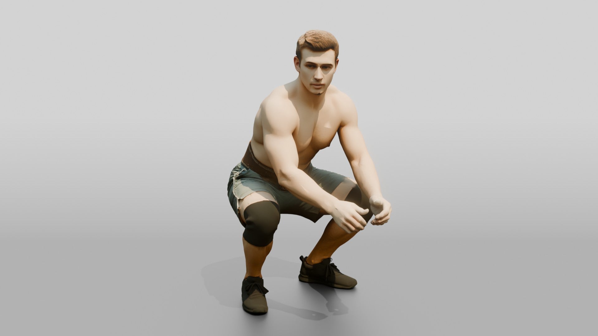 Man Squatting with Chalk and Belt