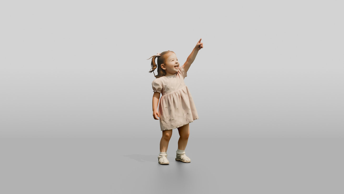 Toddler Maltese Girl Pointing Up in Excitement