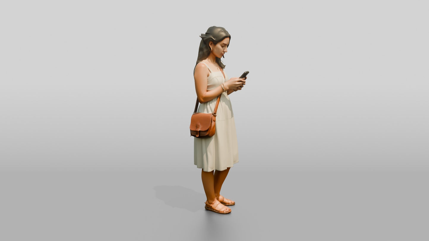 Slender Portuguese Young Woman Checking Her Phone