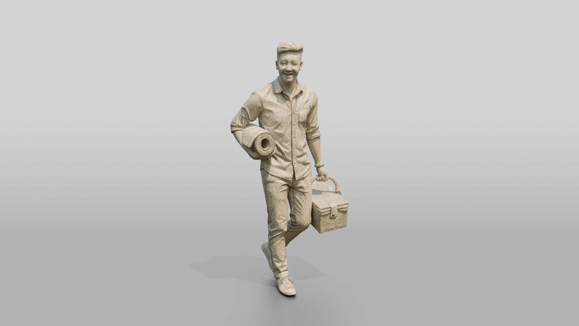 Young Chinese Man Carrying a Picnic Basket
