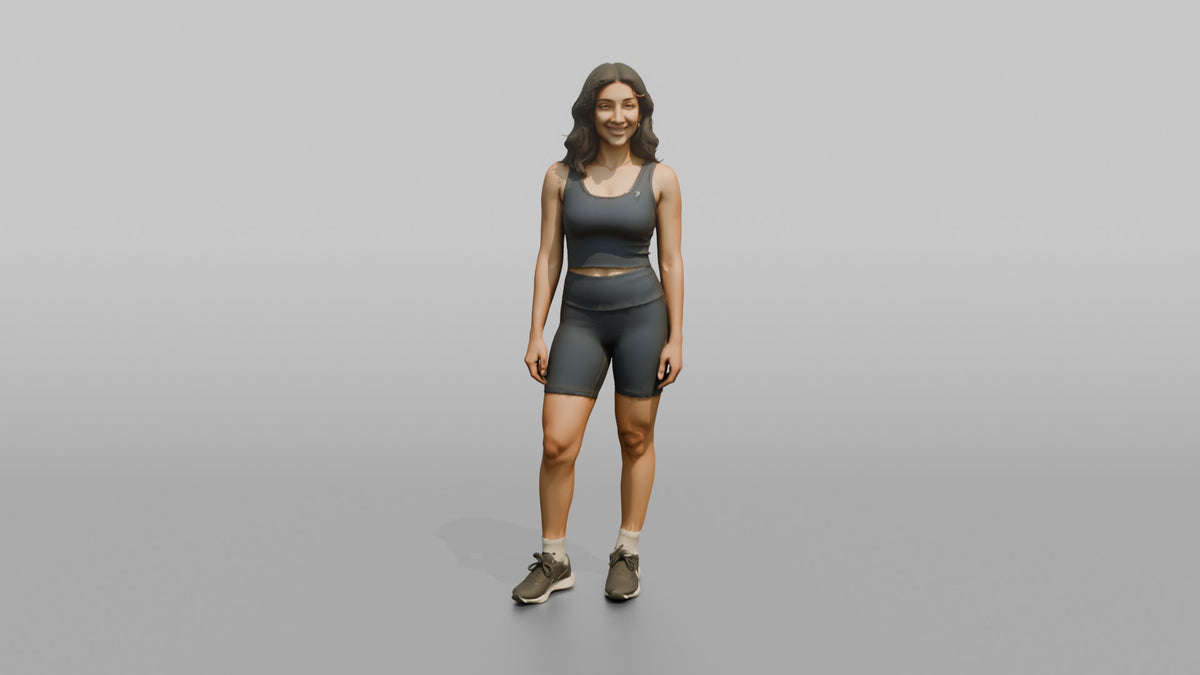 Fitness Influencer Woman Standing Confidently, Arms Relaxed - 3D character model, view 5