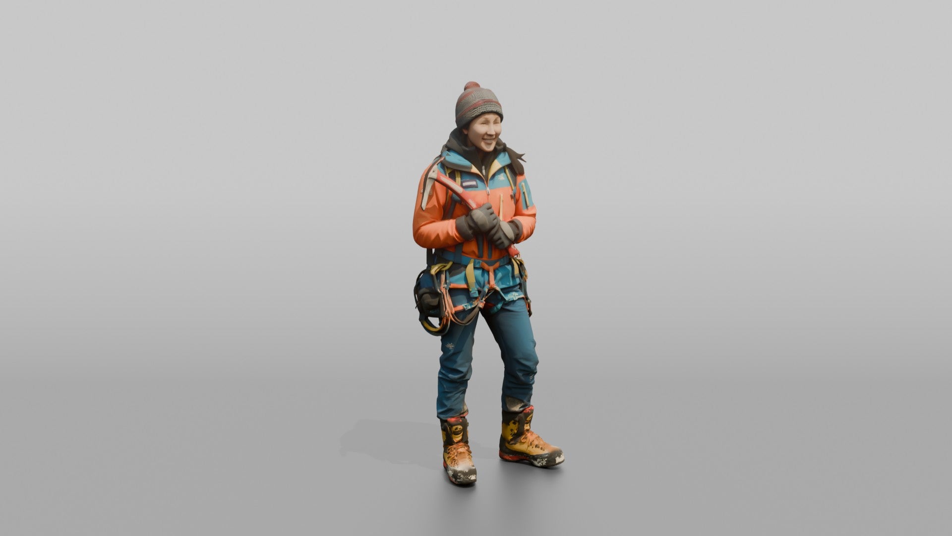Alpine Climber Holding an Ice Axe