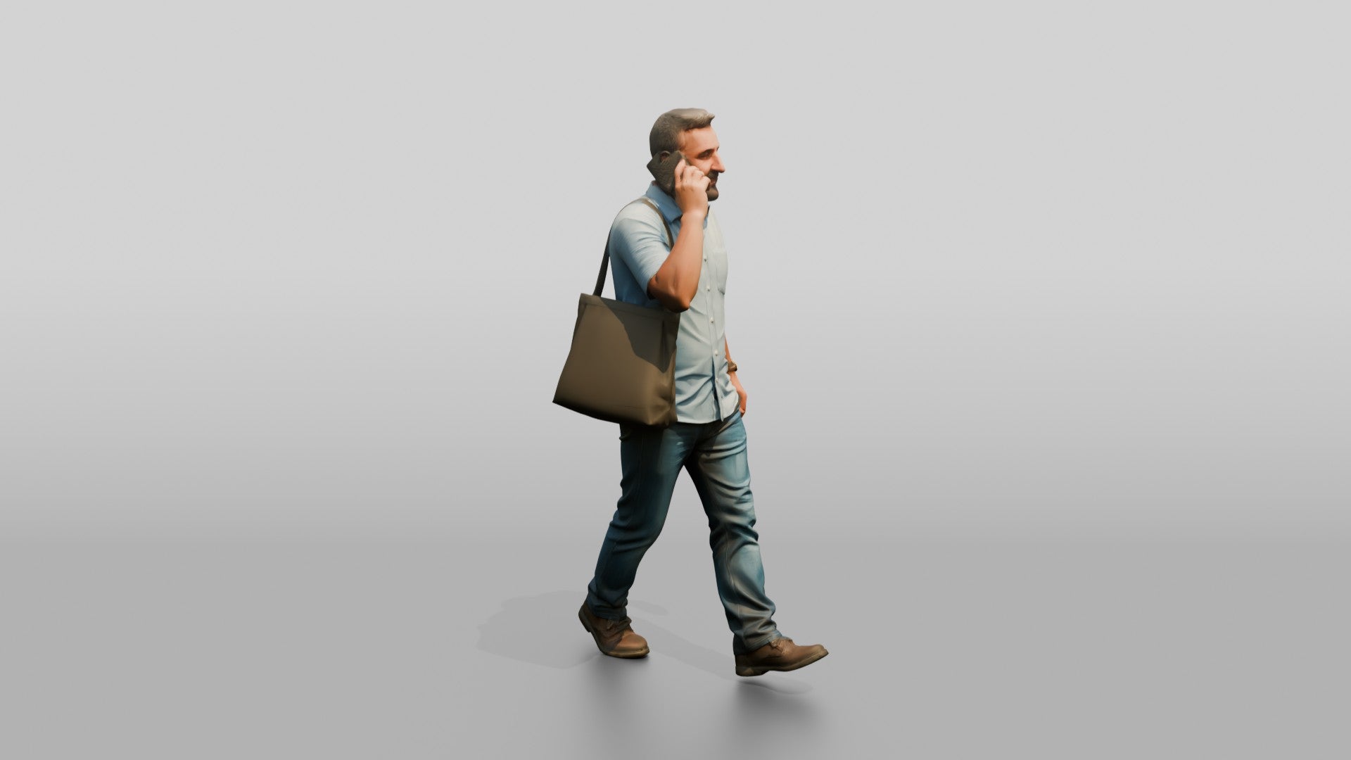 Middle-Aged Turkish Man Talking on His Phone