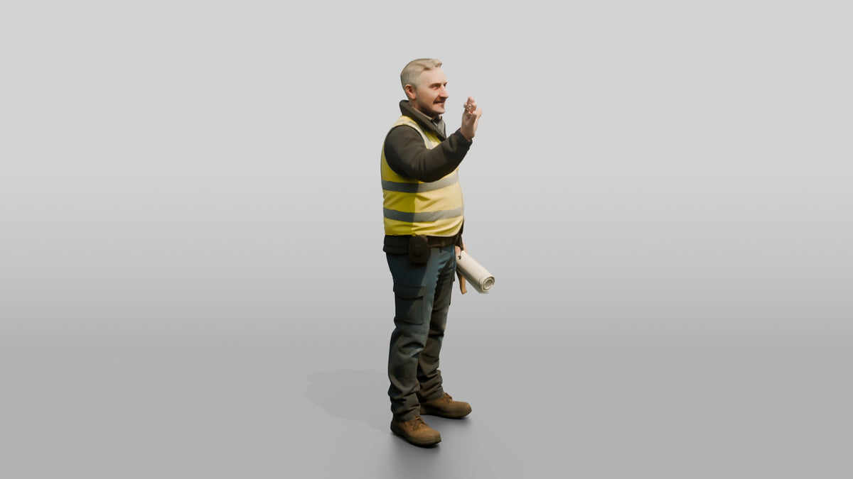 Construction Worker Man 92 - 3D character model, view 2