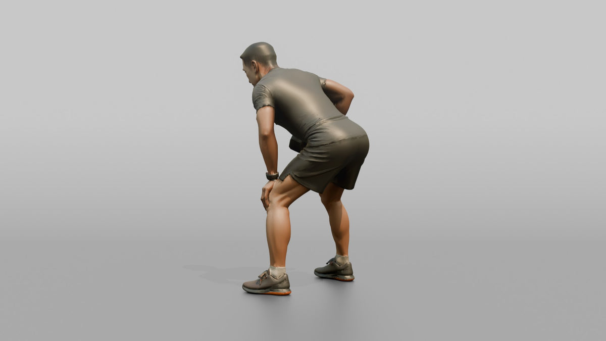 Weightlifter Man Performing A Bent-over Dumbbell Row - 3D character model, view 3