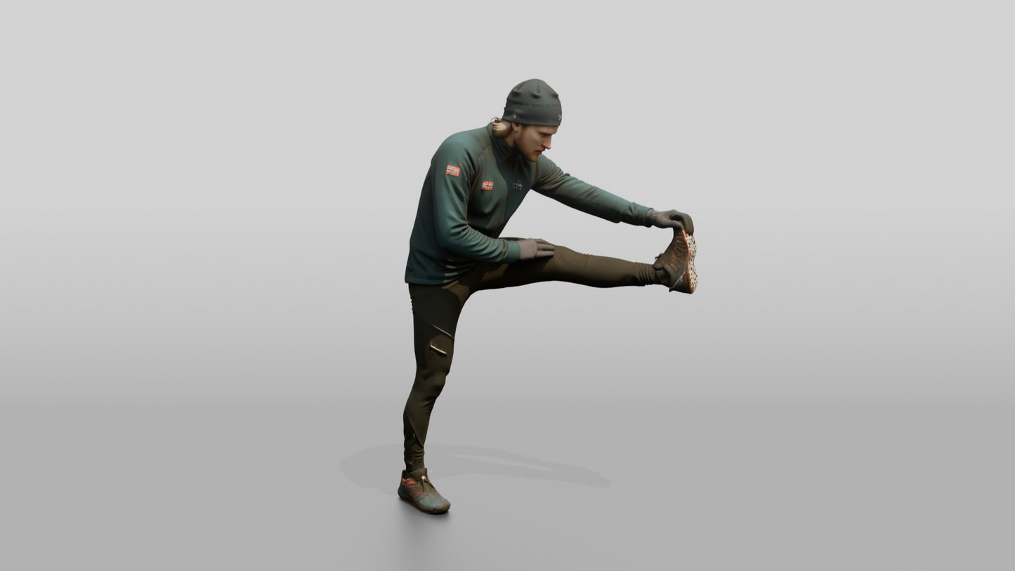 Norwegian Man Stretching Before a Run