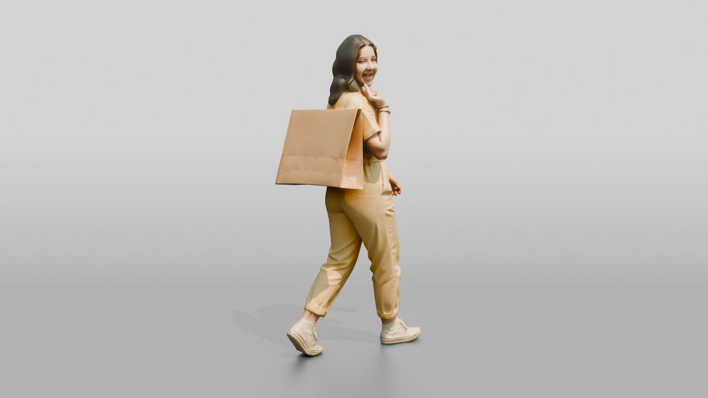 Curvy Greek Teenage Girl Laughing with a Shopping Bag