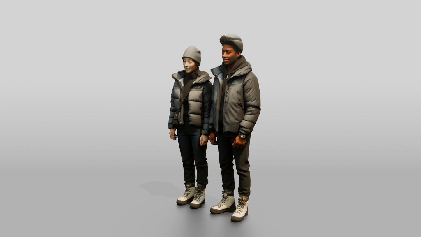 Multicultural Couple in Winter Streetwear