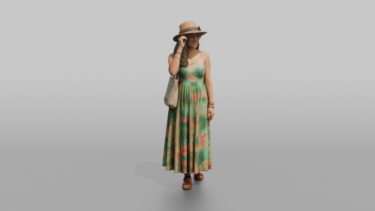 Vacationer Adjusting Sunglasses