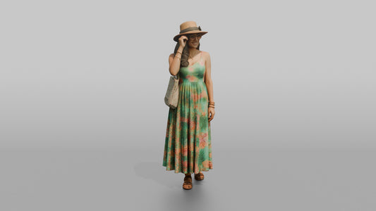 Vacationer Adjusting Sunglasses - 3D character model, view 1
