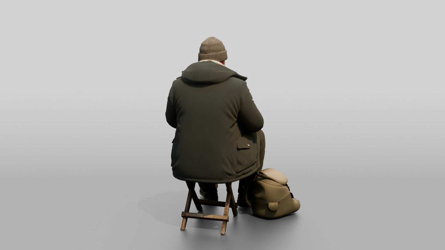Norwegian Man Sketching a Winter Landscape