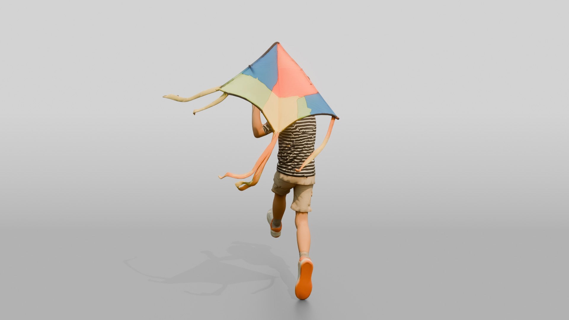 Slim Young Persian Boy Flying a Kite