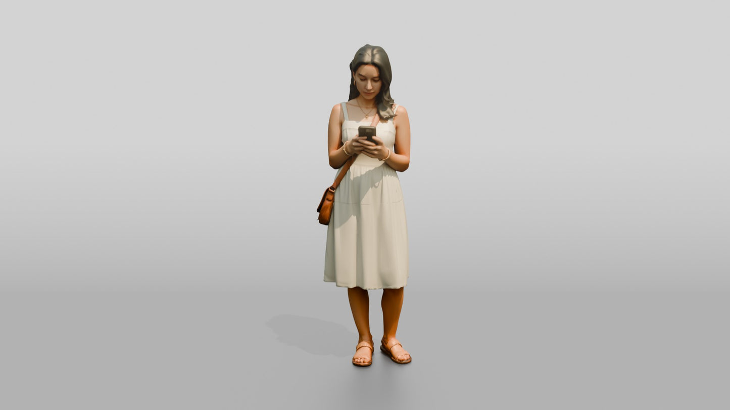 Slender Portuguese Young Woman Checking Her Phone