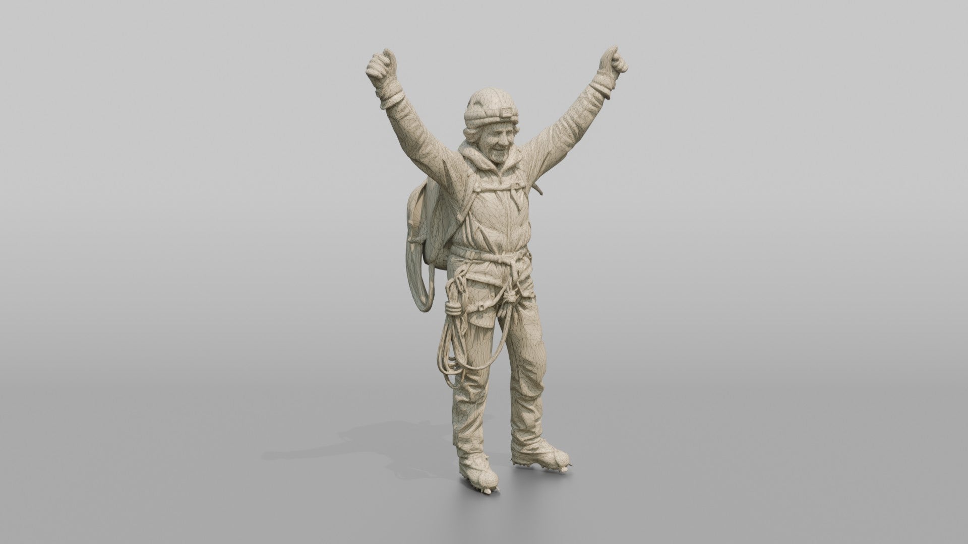 Mountaineer Raising Her Arms in Victory