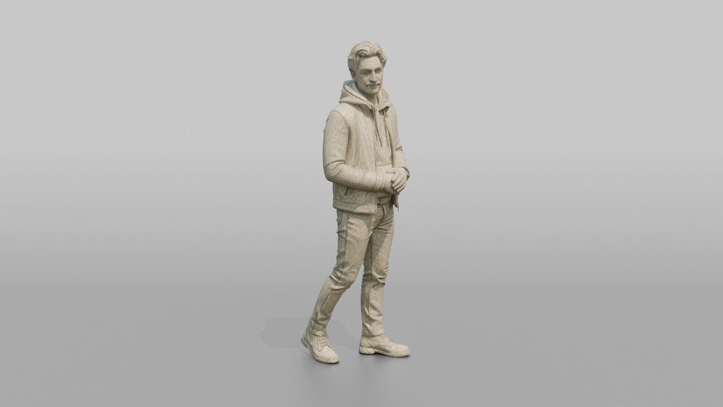 Young Man in Olive Leather Jacket and Boots