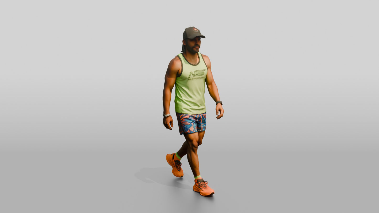Afro-Latino Man in Neon Athletic Singlet
