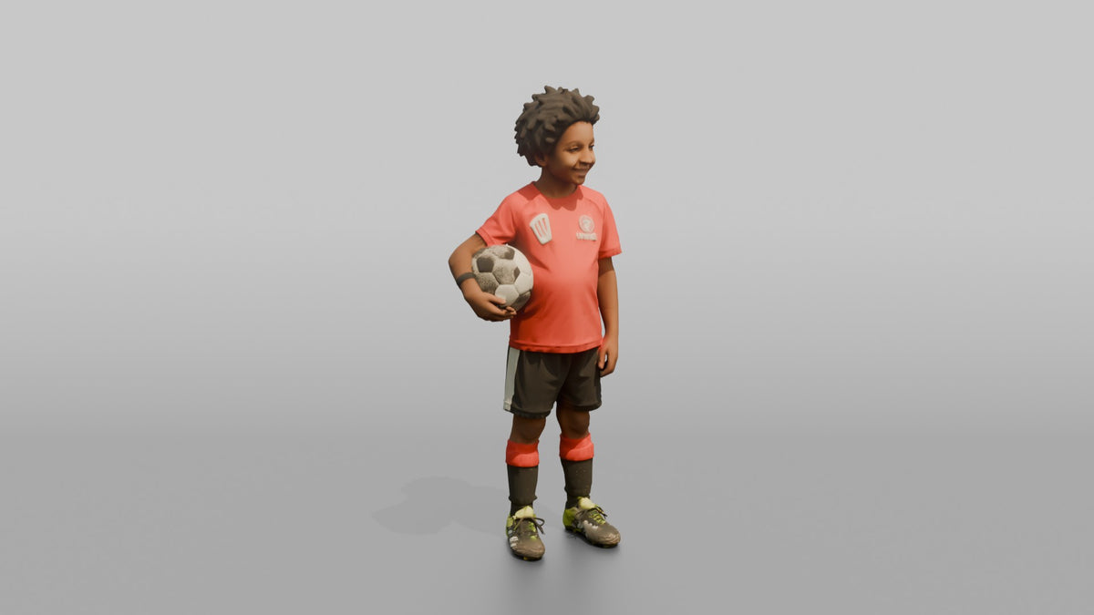 Son Holding A Soccer Ball Under One Arm - 3D character model