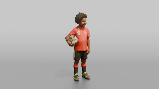 Son Holding A Soccer Ball Under One Arm - 3D character model