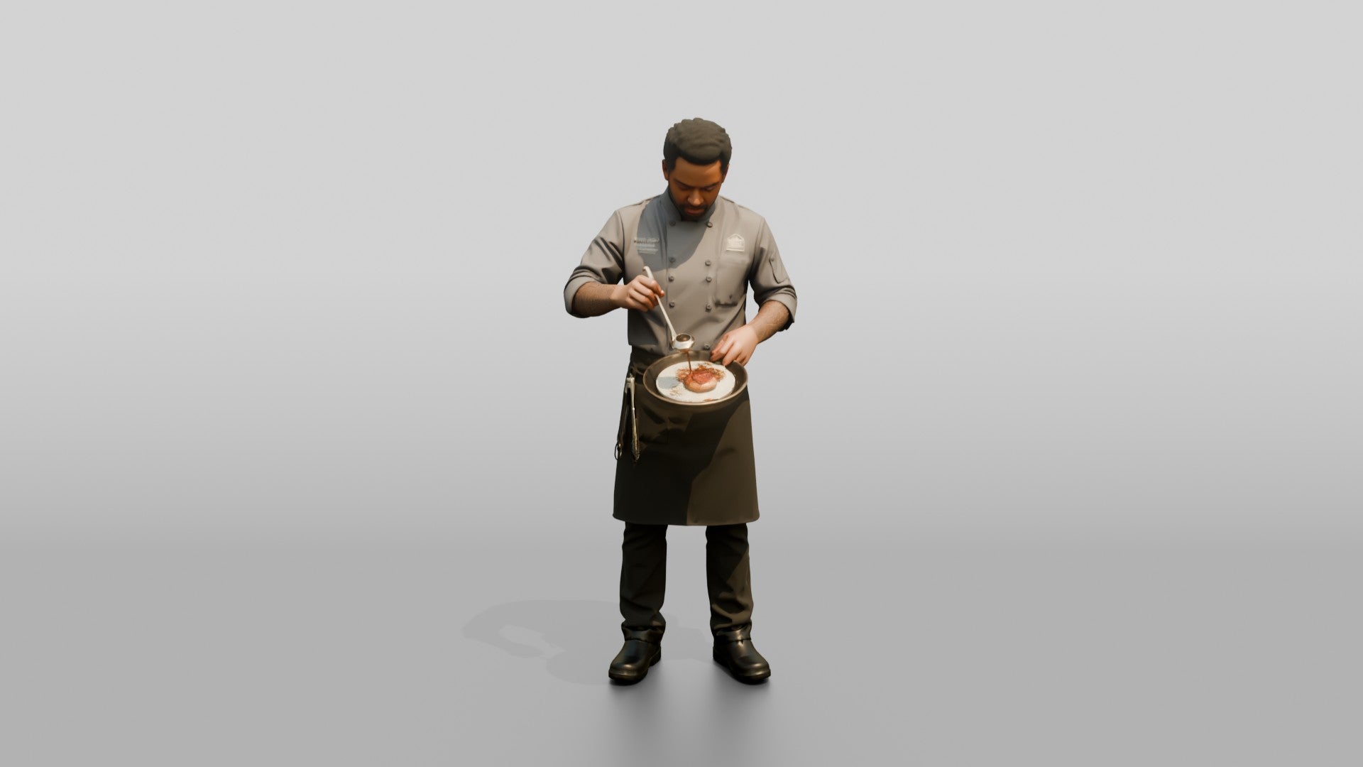 Sous Chef Saucing a Duck Breast