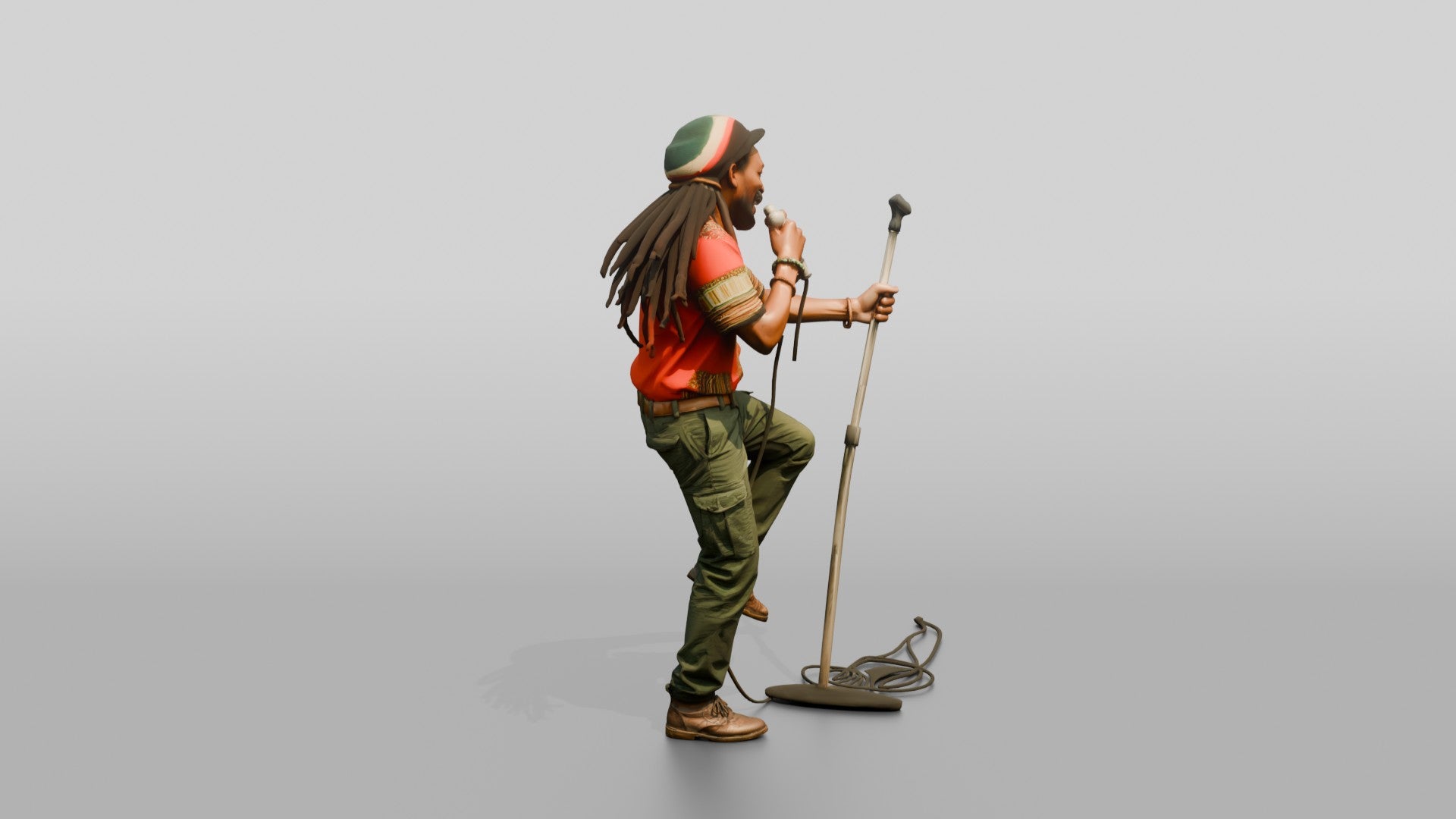 Reggae MC Skanking with Mic Stand