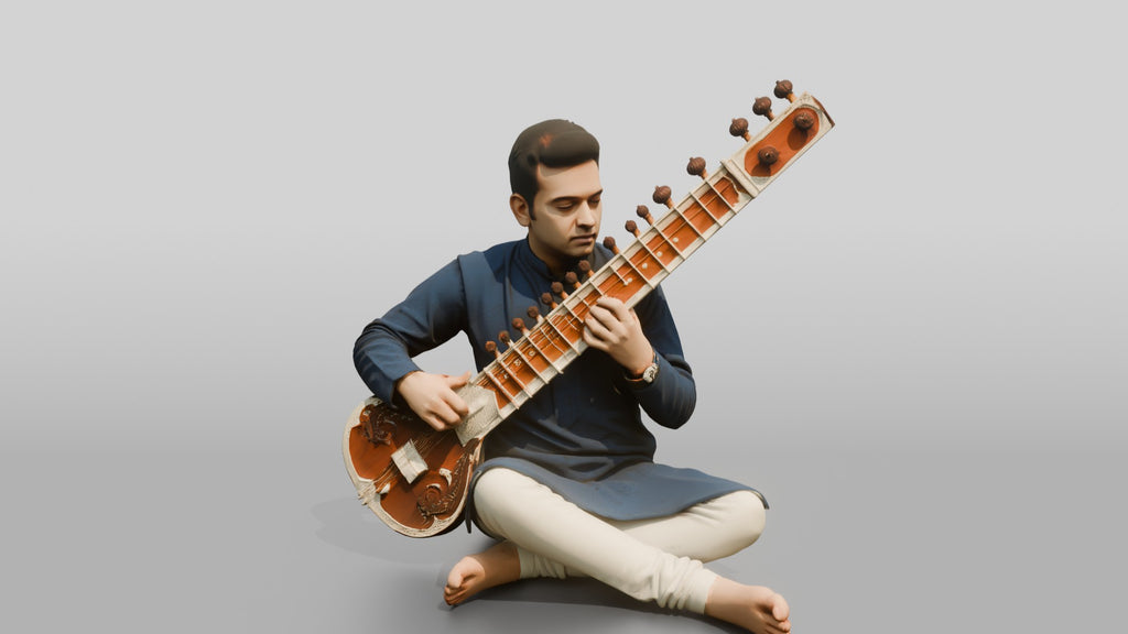 Sitar Player Sitting Cross-Legged