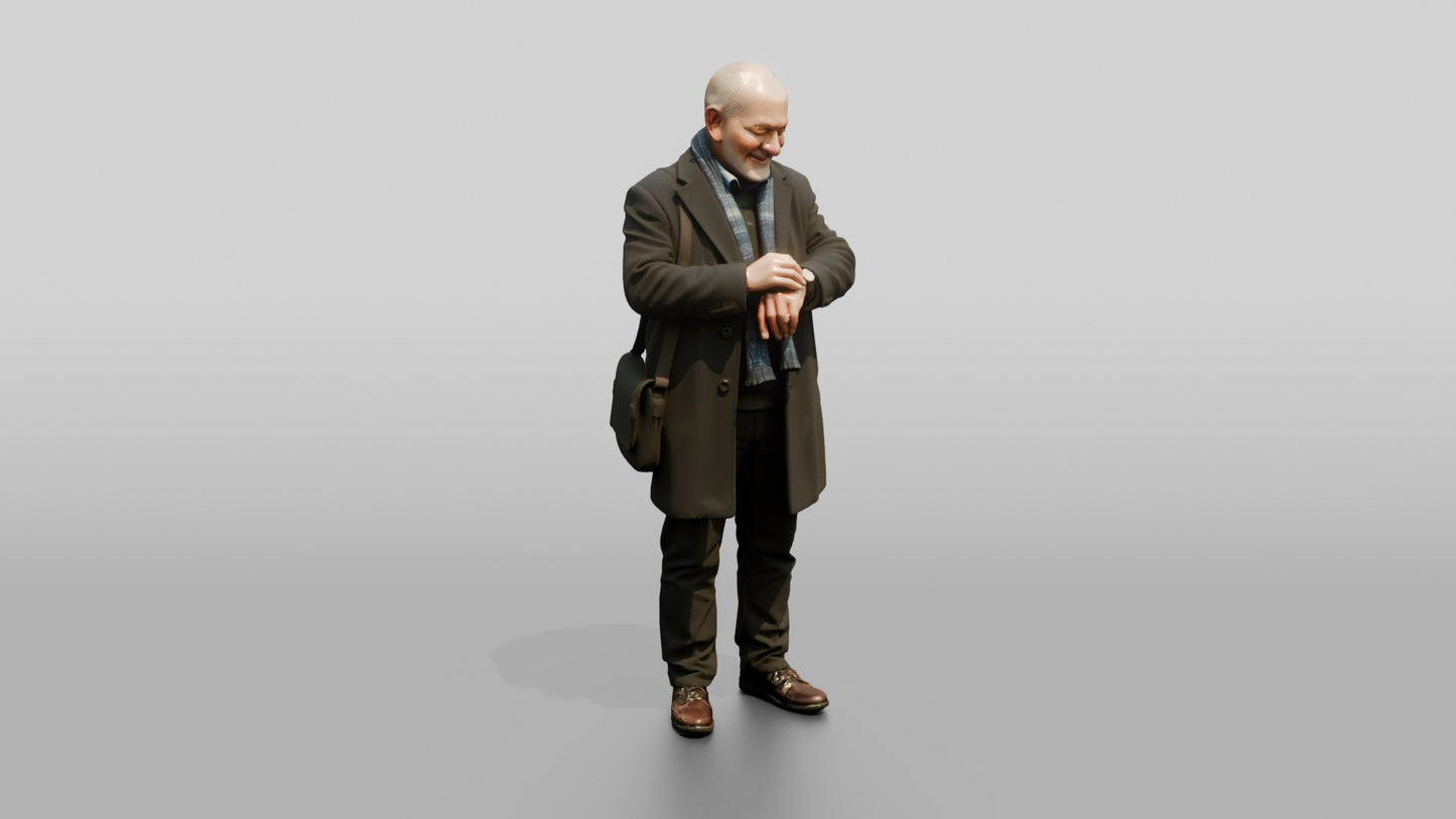 Elderly Norwegian Man Waiting for a Friend