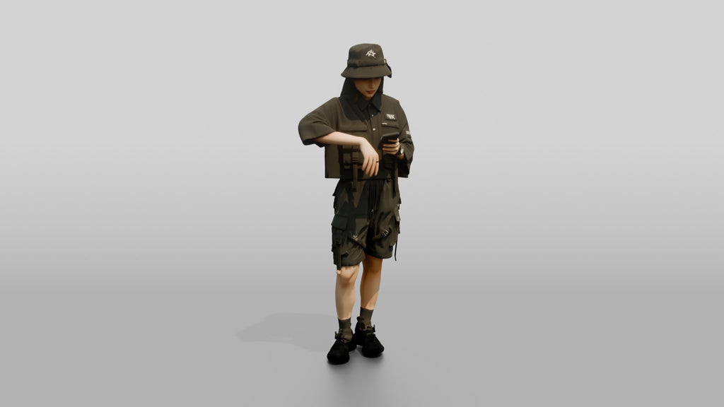 Techwear Woman Checking Her Phone