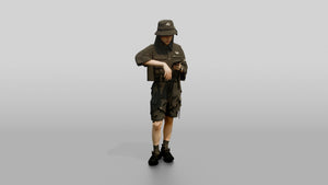 Techwear Woman Checking Her Phone - 3D character model, view 1