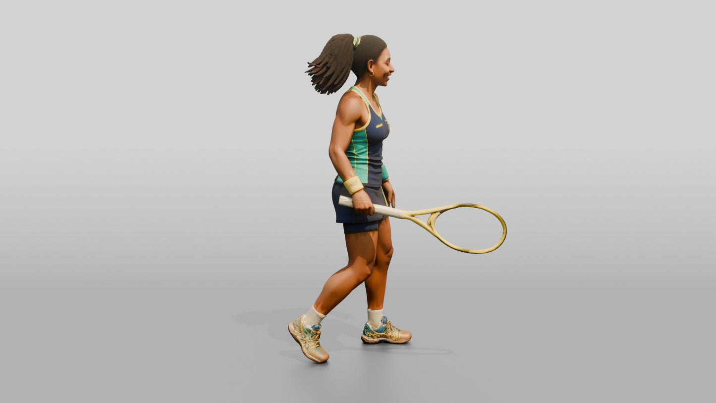 Female Tennis Player Grinning After a Close Miss