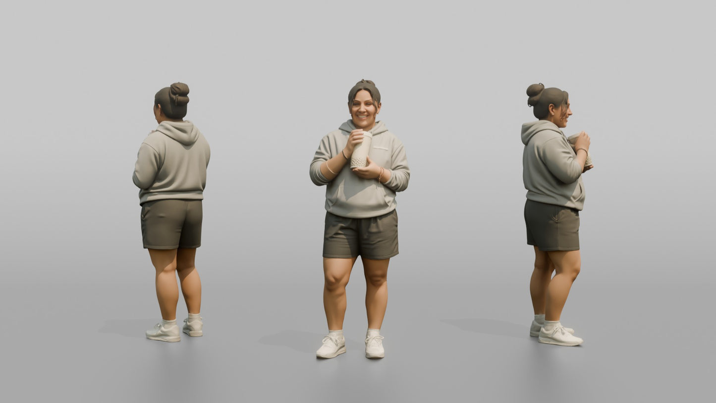 Vacationer Wearing Comfortable Hoodie And Sweatshorts